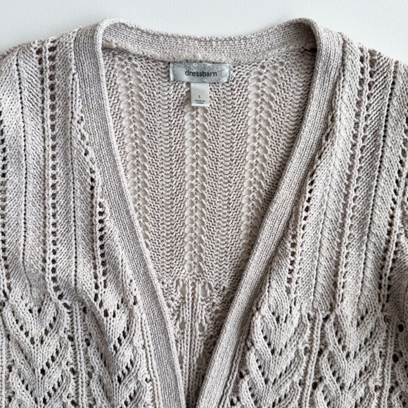 Beautiful Boho Ivory Open Weave Cable Knit Cardigan Large Sweater Cottage Core - Picture 2 of 11